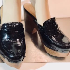 COACH BLACK PATENT LEATHER NALINA CLOG/MULE/SLIPON